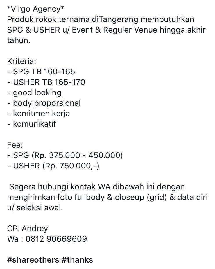 <a href="/Seputar_Event/">Info Event SPG/SPB</a> <a href="/modelspgevent/">Model SPG Event</a> <a href="/SpgEventID/">SPG Usher Model MC</a> <a href="/SPGprofessional/">SPG Event</a> <a href="/pakarSPG/">Pakar SPG</a> <a href="/SpgAhli/">AhliSPG</a> <a href="/VirgoAgency/">Virgo Agency</a> <a href="/lokerspg/">LokerSPG</a>