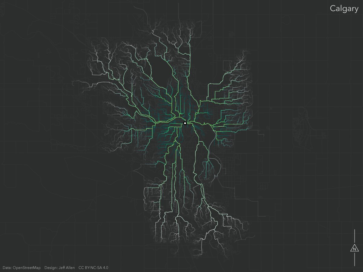 54. more from /u/jamaps – he calls these "fractal commuting trees" – I believe the color intensity represents how much people travel on these routes? You really see how human movement through terrain forms a sort of pulsing tree structure, like lightning, neurons, capillaries