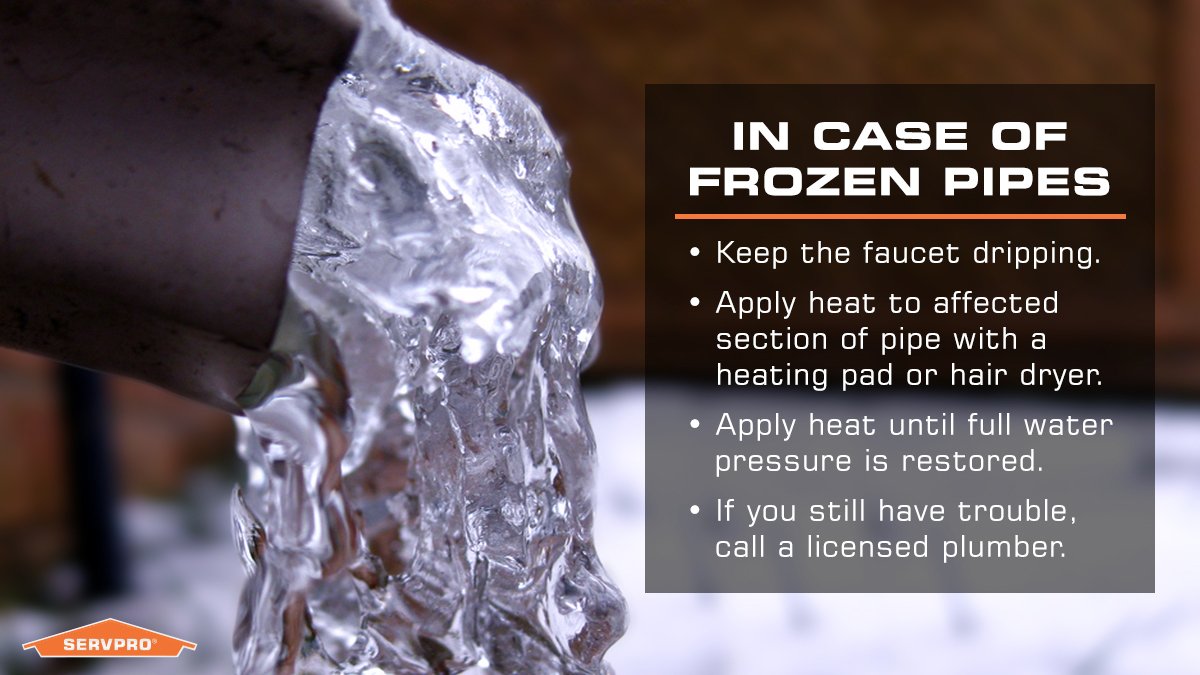 #Cold #weather is here, and its bringing a heap of potential issues for your home. #Frozen #pipes are one of the most common weather related issues home owners face during the #winter months. Here are a few tips on how to help deal with it! #SERVPRO