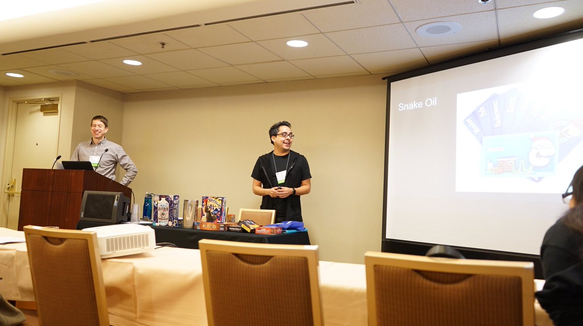 sapphireshi1230's tweet photo. #catesol18 #catesol #PepperdineTesol It’s so suprised by using these modern board games in language classroom. Thanks for Trofessor Torrez and Professor Yenser bringing these to us. The Spyfall, the resistance, and Mafia de Cuba are wonderful card games to teach speaking. https://t.co/XAsHnAtnO8