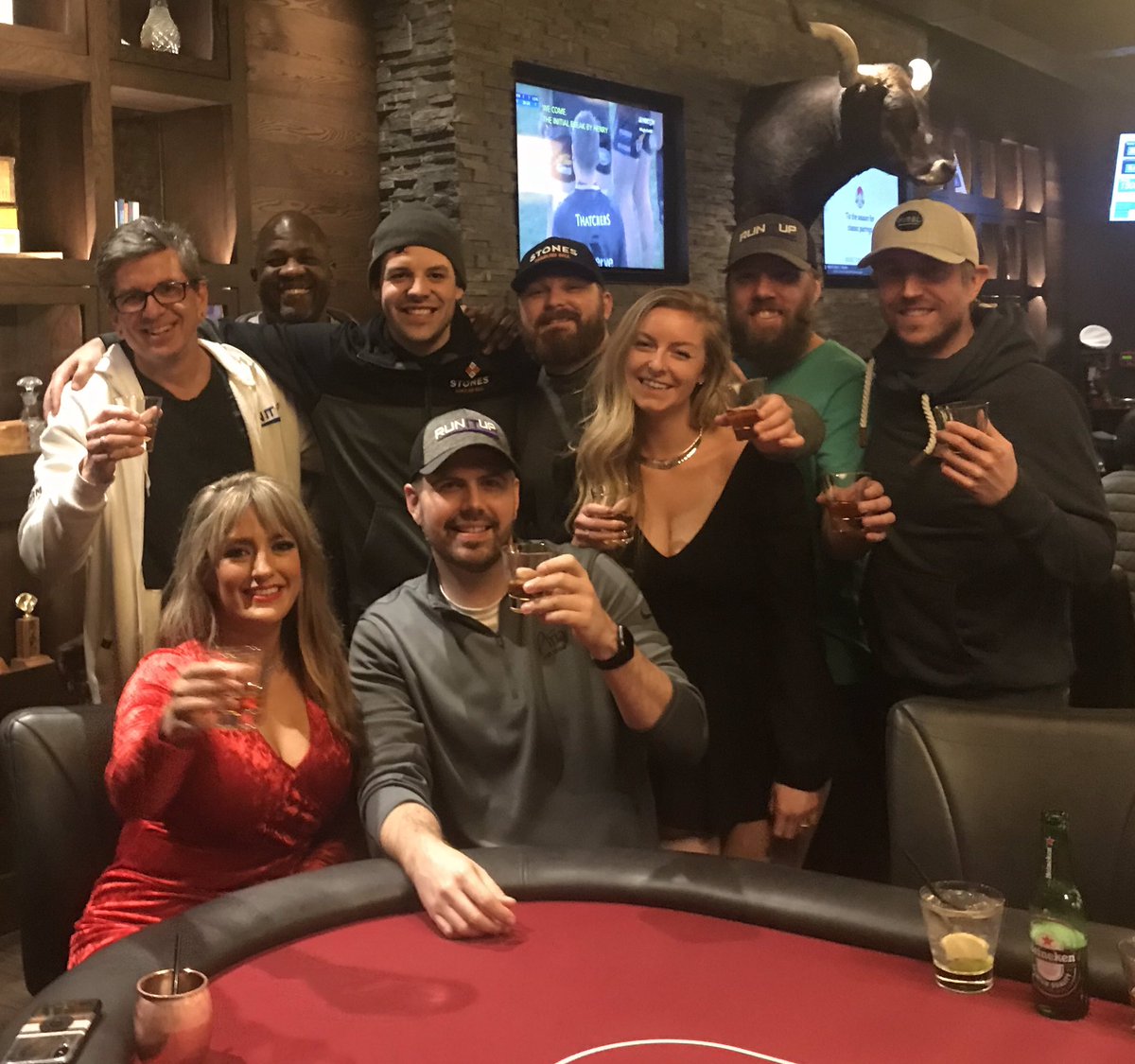 Fattrain's tweet photo. Celebrating being picked as a finalist for the #TLHost at @runitup Stones w/ @KevinRobMartin @andrewneeme @pokermommaa @killogram @chris_csernica @thehopgrenade https://t.co/54XIen6Sq7