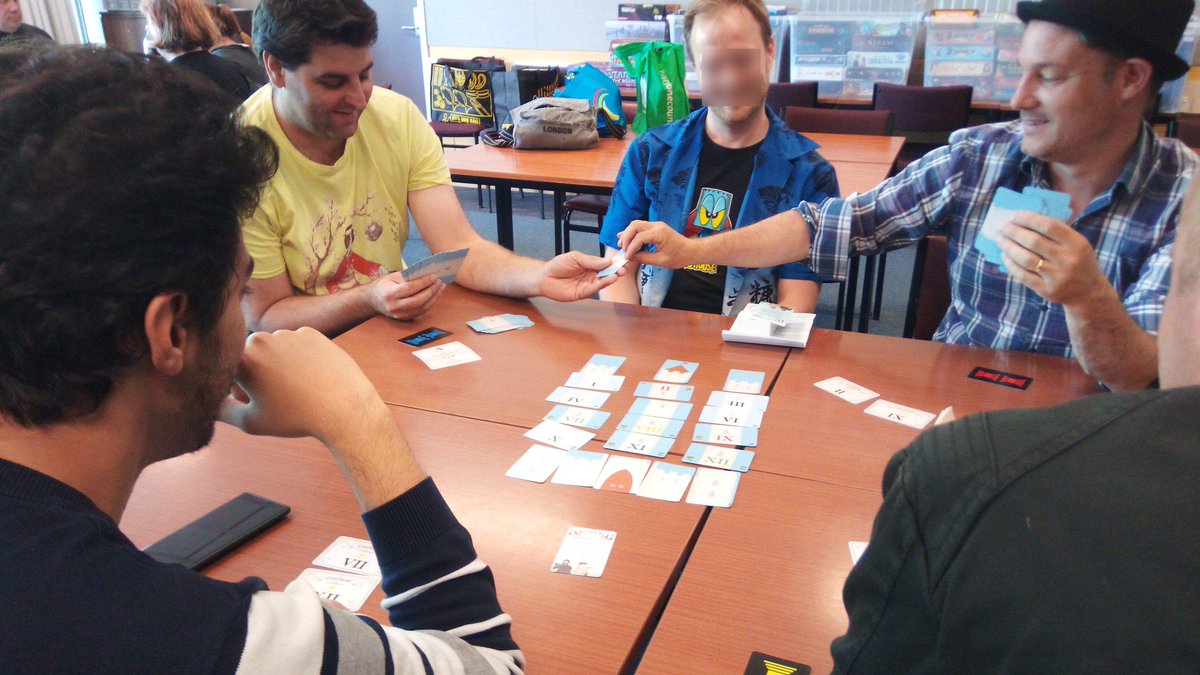 CheapSheepNZ's tweet photo. I attended another open #DesignerMeetup here in #Christchurch today. Lots of playing, talking, and feeding back to designers. 2 games in focus were #BotchedUp! from @lupus_games (photos #1 and #2) and #Craftly from Ki Mansell, a newbie in the scene (#3 and #4). @CCGamesNZ https://t.co/9lXovpoGxR