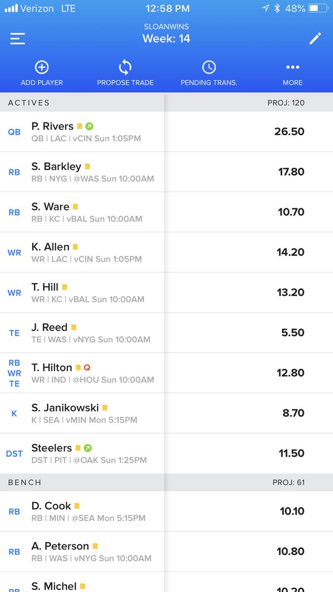 <a href="/SiriusXMFantasy/">Fantasy Sports Radio</a> <a href="/Rotoworld_FB/">Rotoworld Football</a>  Need help! Standard league. Barkley in obvi! Who do I play as RB2 and flex knowing I should probably play an RB in both spots. Called about 100(more than 15) times and only heard Hanson’s voicemail or busy signal. Love you guys! Who do I start?