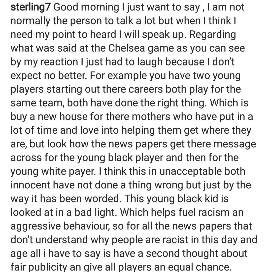 FootyAccums's tweet photo. 100% correct by Raheem Sterling 👏👏 

The way he is treated by the media compared to other players is a disgrace! https://t.co/IJUmWm3MFx