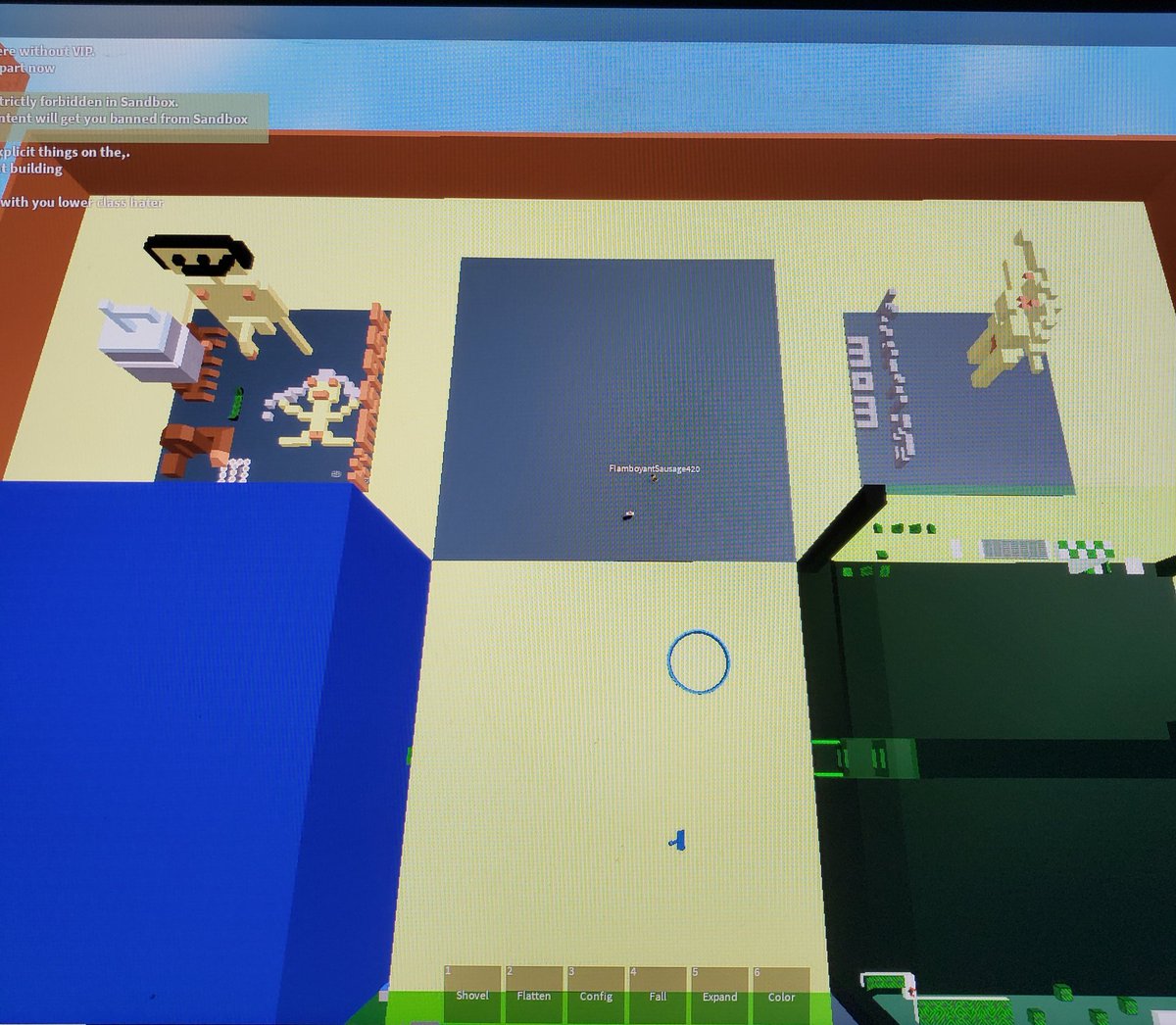 Kurtels1's tweet photo. @SandboxTheGame [REPORT]
Users: FlamboyantSausage420 &amp; DesmondDemon
Reason: Explicit builds and harassment https://t.co/FiMXbWon5R