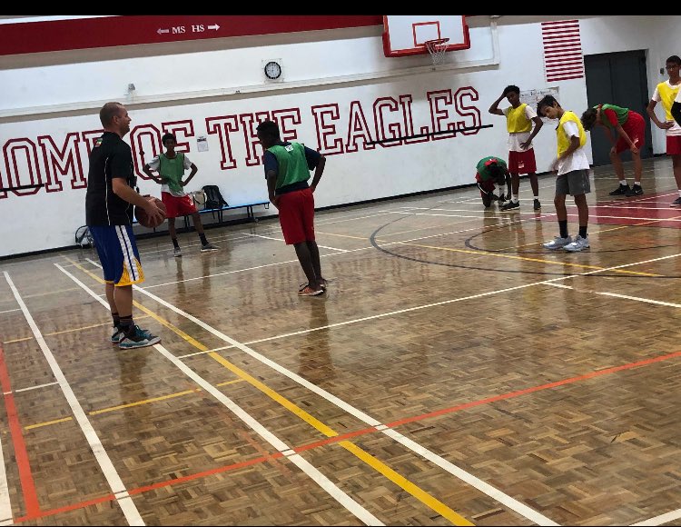 Our U16 boys are exhausted during the last drill. Coach is giving the boys a few tips on ways to be better. #ics #icsaddis 
By Tejas Varma
