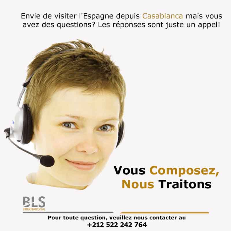 BLS_Maroc's tweet photo. Envie de visiter l'Espagne depuis #Casablanca mais vous avez des questions? Les réponses sont juste un appel! Pour toute question, veuillez nous contacter au +212 522242764

#Morocco #SpainVisa #BLSSpain @MAECgob @SpainMFA @EnMaroc https://t.co/gFd1sOnTZI