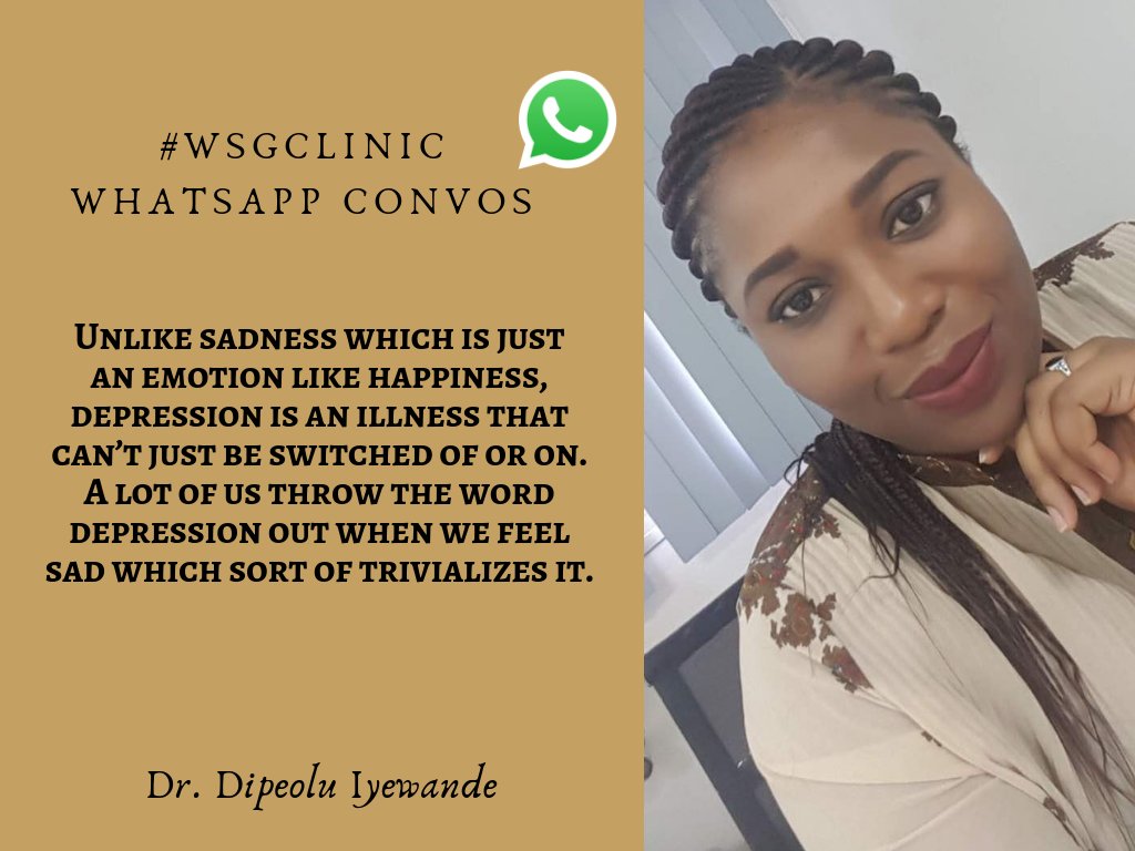 WarriorstoryI's tweet photo. Last week on our #WSGclinic whatsapp convos, we started our #mentalhealth series with @Wandedip 

Join us today on the 2nd episode, as we keep #TalkingMH https://t.co/2eBhfKnRfJ