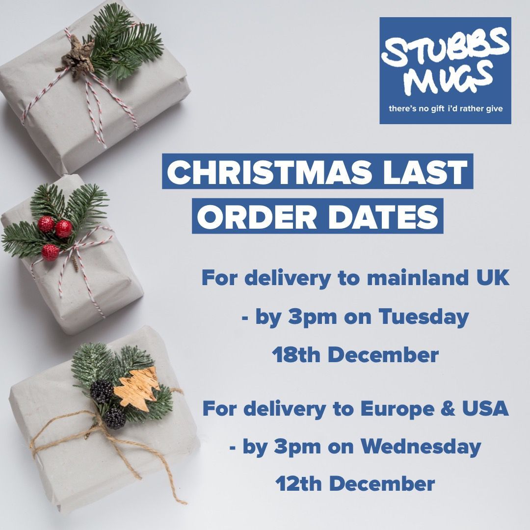 Get your orders in now folks!
All our mugs are made to order so these are our last order dates for Christmas delivery!
#stubbsmugs #lastorderdates #Christmas #delivery #Christmasgifts #mugs #giftideas #finebonechina #gifts #shoplocal #Sheringham #Norfolk