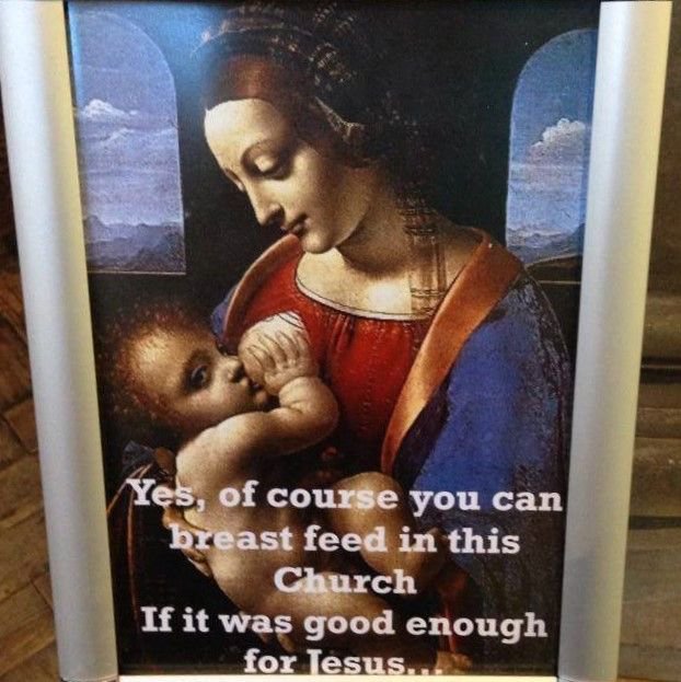 BfN_UK's tweet photo. Heading to church this morning? Remember you have the right to #breastfeed in any public place - thank you to St James' church in NW6 for this poster showing your support! 🤱⛪️ More info on feeding in public here: https://t.co/nEttqlmxQw
#festiveBFtips #breastfeedingsupport https://t.co/omsdpxnIAf