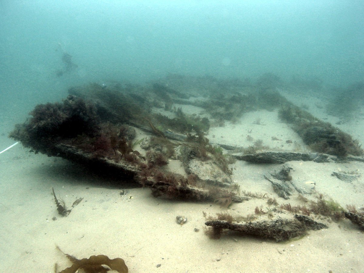 wessexarch's tweet photo. #OTD in 2004 the Swash Channel wreck was designated. The #shipwreck was discovered during a #geophysicalsurvey and our work led to its designation and later excavation by @bournemouthuni. @HE_Maritime @HistoricEngland #PWA45 @DCMS #marine #archaeology #dendrochronology https://t.co/h8PJSAa6Fe