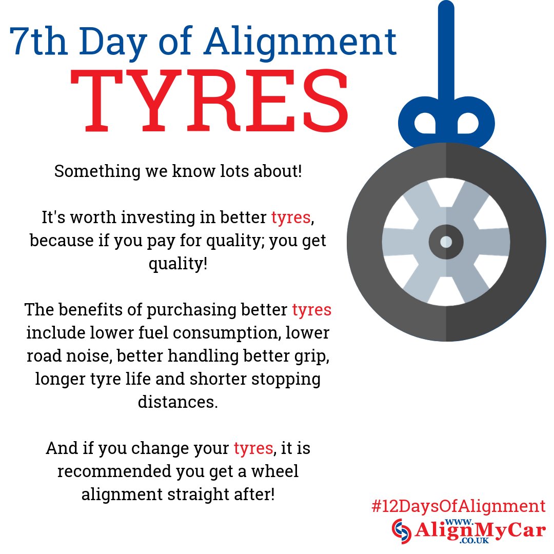 AlignMyCarUK's tweet image. #12DaysOfAlignment: Tyres

Without tyres, we wouldn't go anywhere! So it's important to take care of yours so you keep #TyreSafe.

Tell us what you have learnt about wheel alignment so far! 
AlignMyCar.co.uk