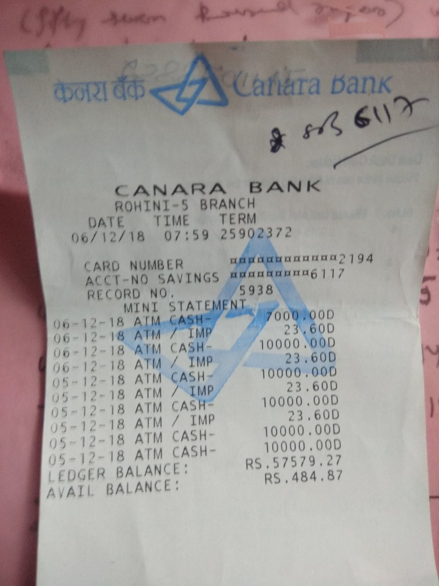 AnilKum86232735's tweet image. @canarabanktweet I&apos;m cust. of canara bank, sec-5 Rohini DL 85 having no. 2590101006117. On 6 Dec. 18, Fraudulent cash ATM withdraw of Rs. 57049/- through my ATM card from Thane&apos;s ATM. I never share any details of my card &amp;amp; went to Mumbai. Where our money safe? Pls do something.