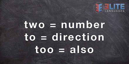LearnWithELITE's tweet image. The difference between two, to and too. #LearnWithELITE
#english #grammar