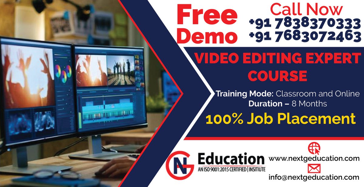 nextgeducation's tweet image. #NextGEducation Presents #FreeDemoClasses For #VideoEditingCourses
Just Call us on: +91 7838370333 or 
Mail us on: nextgeeducation@gmail.com