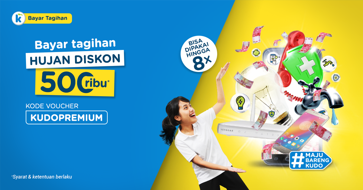 GrabKiosID's tweet photo. Bisa banyak dapat untung dari transaksi bayar tagihan bulanan pakai kode voucher: KUDOPREMIUM!
Info lengkap, cek Kudo sekarang!
Belum download aplikasi Kudo? Langsung klik:
https://t.co/nYrlg58B8p
#MajuBarengKudo #PromoKudo https://t.co/fY8MoUvZaB