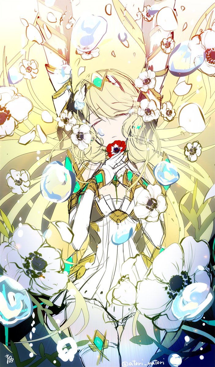 ちょっと息抜きにアデ ヒカちゃん風味な落書き 花言葉逆引きさーふぃんしていてい マトリ のイラスト