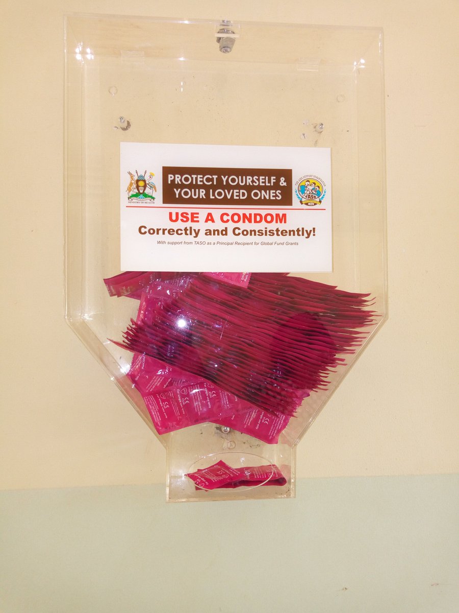 ainbyoo's tweet photo. A condoms dispenser at Panyandoli HCII. What method of protection against HIV/AIDs are you using?Is it abstinence,faithfulness or condoms? Don't be shy to ask for condoms @MinofHealthUG has ensured free condom dispensers in health facilities,public offices,bars,etc #WorldAidsWeek https://t.co/rEuZgUqmLC