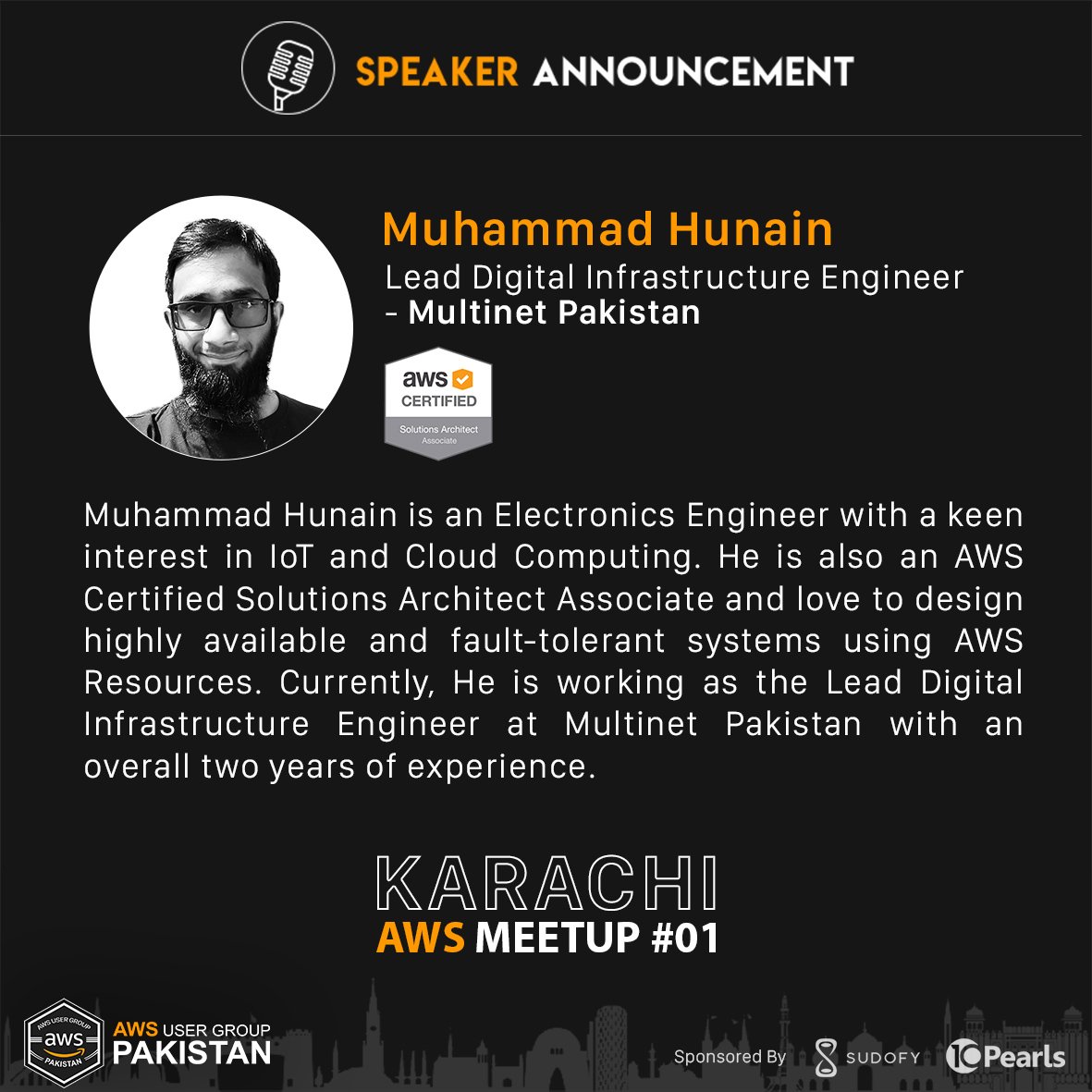 awsugpk's tweet photo. Having difficulty in understanding AWS Shared infrastructure and security model? Don't worry we are pleased to announce our first speaker for AWS Karachi Meetup #01 "Muhammad Hunain". He will be speaking on "Infrastructure Shared Security Model On Cloud".

#awsugpk #aws https://t.co/PqliIdgrCl
