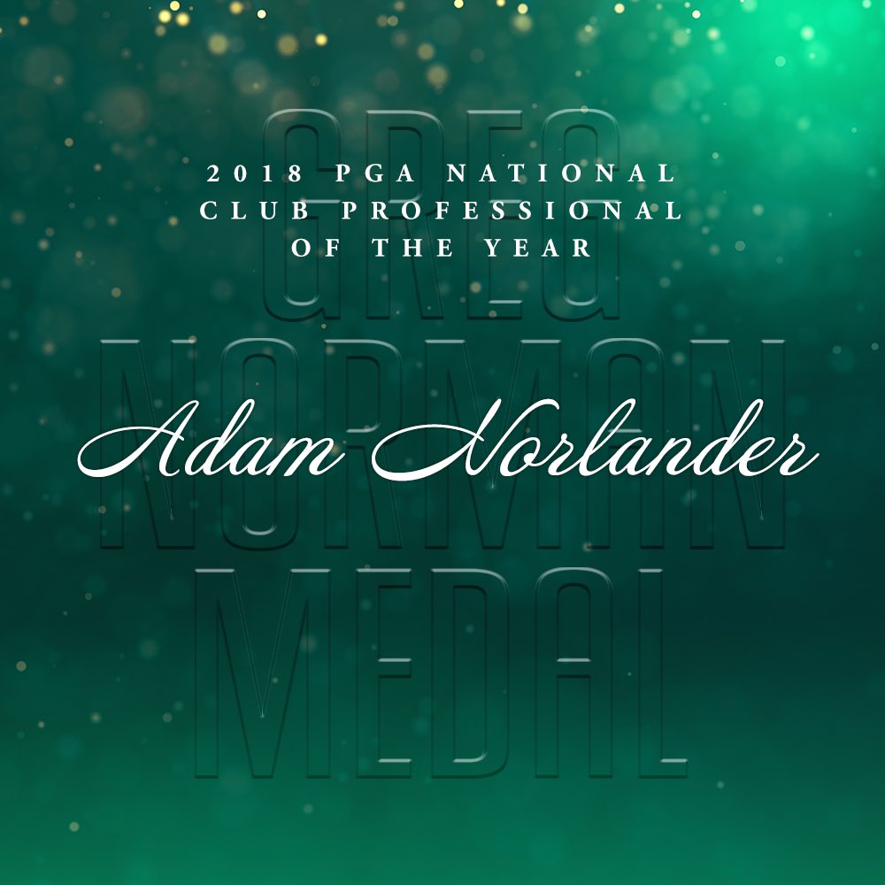 PGAofAustralia's tweet photo. 2018 PGA National Club Professional of the Year Adam Norlander #GregNormanMedal https://t.co/py0tiKIotv