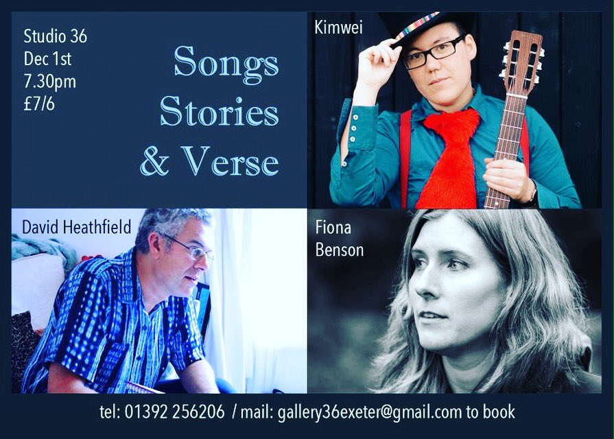 Enjoy a fantastic collective this Saturday evening <a href="/Studio36Exeter/">Studio36</a> Music, Storytelling and award winning poetry. Book your space at gallery36exeter@gmail.com