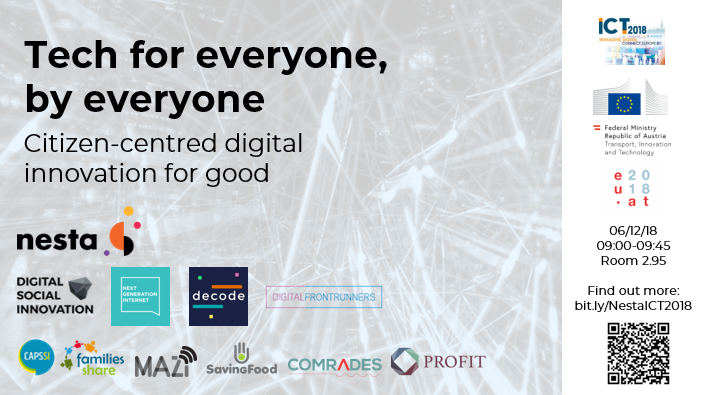 We're excited to be presenting our work <a href="/nesta_uk/">Nesta</a>'s #ICT2018 networking session "Tech for everyone, by everyone" - exploring how digital innovation is being used to tackle social challenges and build inclusive societies. See you there! ec.europa.eu/digital-single…