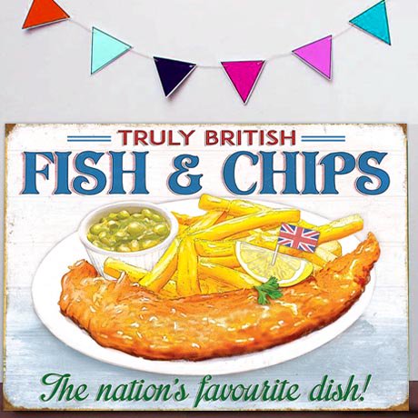 redhotlemonuk's tweet photo. We love good old orange battered chips and fish! NOM NOM!! Stock this sign and look at our full foody range :) Order code: 50166 x #metalwallsign #redhotlemon #stockist #gift #home #art #food #fishandchips #nomnom #british #order #giftware https://t.co/40EDHyGiQa