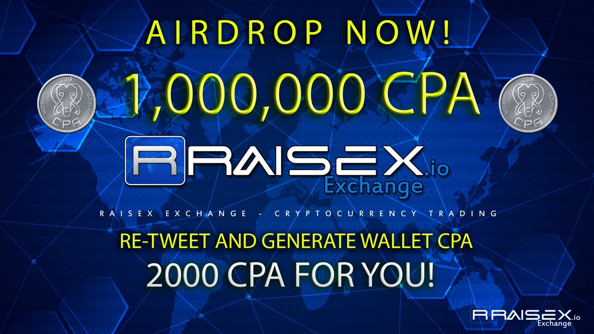 Raisex4's tweet image. New Airdrop Cryptopayafrica #CPA 1,000,000 Total airdrop and 2000 coins per wallet-
*Re-tweet and generate wallet cpa you receive 2000 CPA
@cpacoin1 @CoinMarketCap @CoinCodex @coingecko @LiveCoinWatch @Airdropalertcom @ICOHubs