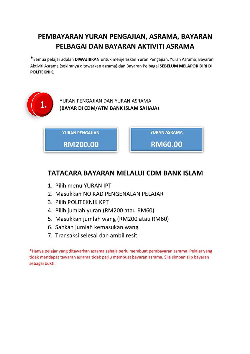 jtmkpsisrasmi's tweet photo. Maklumat pendaftaran senior.
Pelajar luar: 
💸 Yuran pengajian RM200
💸 Yuran pelbagai RM150

Pelajar asrama:
💸 Yuran pengajian RM200
💸 Yuran pelbagai RM150
💸 Yuran asrama RM60
💸 Yuran aktiviti asrama RM50

@twtpsis @twt_psis https://t.co/OqDJ2aMlLZ