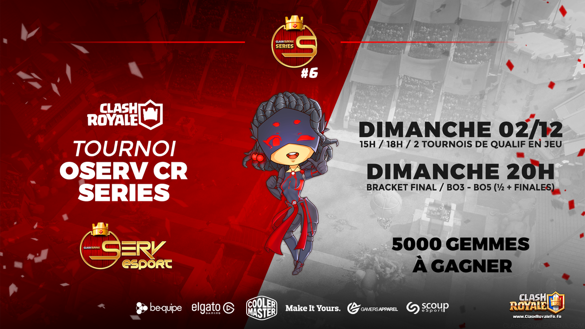 OservEsport's tweet photo. #CRSeries

Rappel pour la 6ème édition de notre tournoi @ClashRoyale  ! 🎉

💎 5000 GEMMES à gagner

🏆 2 QUALIFIERS 1000 slots en jeu
🗓 02/12 15H &amp; 18H
🎖 PHASE FINALE en bracket
🗓 02/12 20H

📝 Infos : https://t.co/gUxgvORmBE 
🎧 Discord CR : https://t.co/xUbaSbtZrS https://t.co/0dBMQFkQ8i