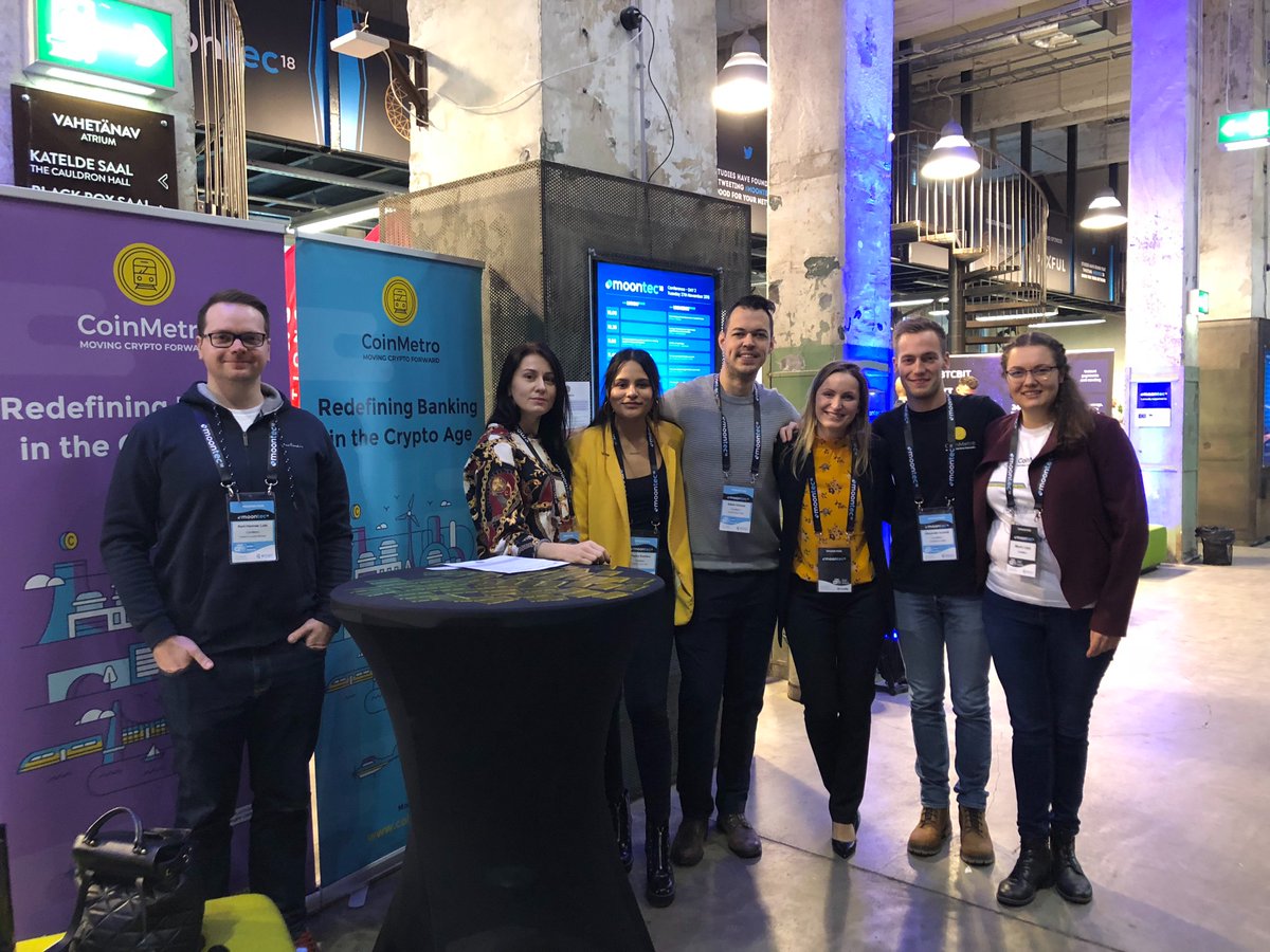 CoinMetro's tweet photo. CoinMetro team at day 2 of the @moontec_event here in Tallinn. Looking forward to lots of exciting discussions today. If you're attending, come and say Hi and enter our XCM raffle!
#Moontec #Blockchain #MovingCryptoForward https://t.co/bZOh4gOr7y