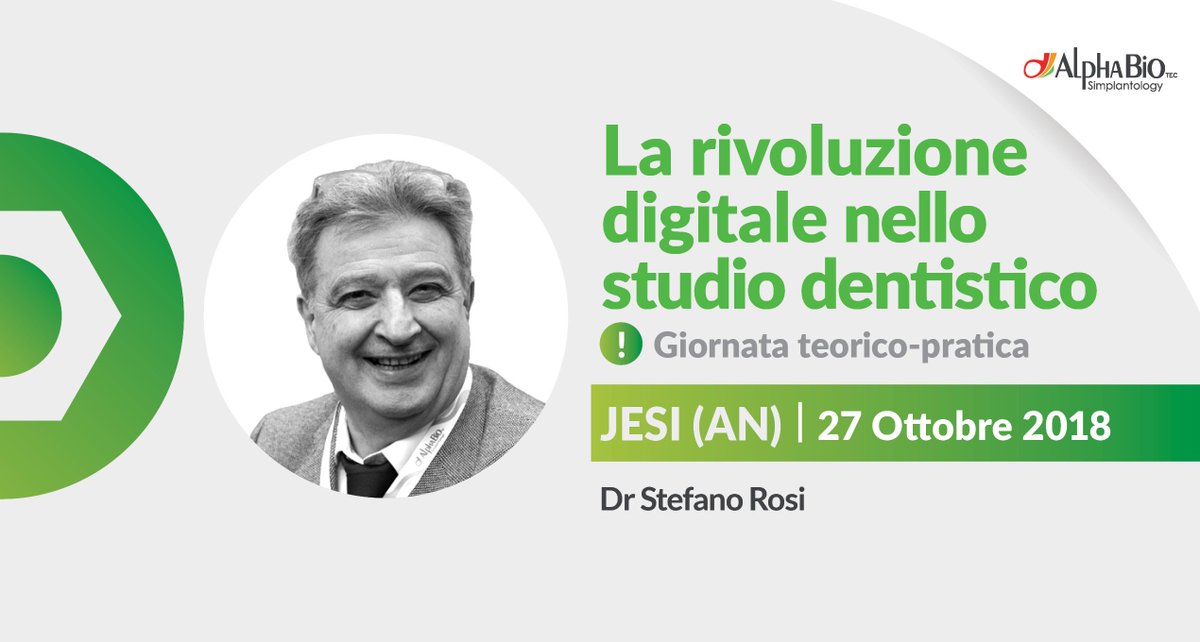 HTDConsultin's tweet photo. 🗓️ Sabato 27 ottobre 2018, ore 8:30 - 17:30 🕣

💺 "La rivoluzione digitale nello studio dentistico - Giornata teorico-pratica"
🗣 Relatore: Dr Stefano Rosi
Per info 👉 https://t.co/79pufJT4dY https://t.co/iYcPdSnbvo