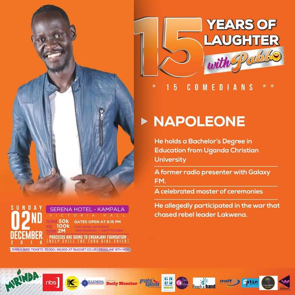 NapoleoneEm's tweet photo. What a week!
#RockComedy tonight at @spekehotel.. then proceed to Zambia for the #ZedLaughFestival on Friday.
My brother #VincentOpio weds on Saturday, I will handle his big day Jinja later that Saturday for the #CampComedy.
Sunday with #Pablo as he celebrates 15 years of Comedy https://t.co/micmXzmfnB