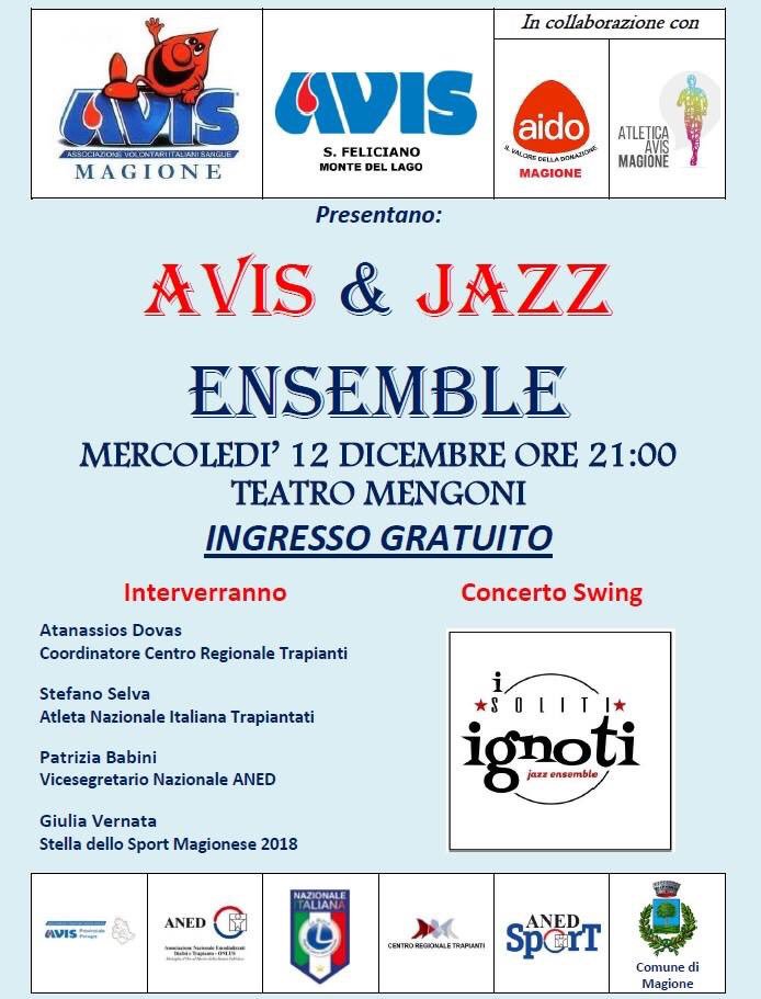 serata di musica swing e beneficienza MERCOLEDI’ 12 dicembre h 21 #teatromengoni di #magione <a href="/ospedaleperugia/">Ospedale di Perugia</a> <a href="/AvisPerugia/">Avis Perugia</a> <a href="/aidonazionale/">A.I.D.O. Nazionale</a>