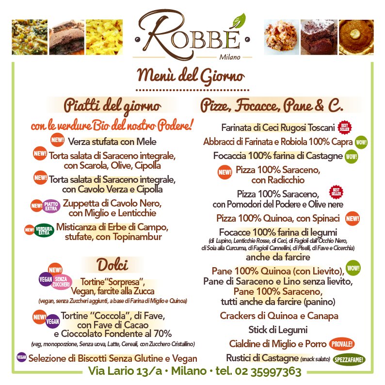 Robbealternativ's tweet photo. Ecco il menù di oggi, disponibile fino alle 20! #senzaglutine, vegetariano, vegano e in linea con le tue intolleranze alimentari: passa a trovarci per scoprire tante alternative gustose e in linea con le tue esigenze! #healthytakeawayfood #milano https://t.co/0DHGKwwYJA