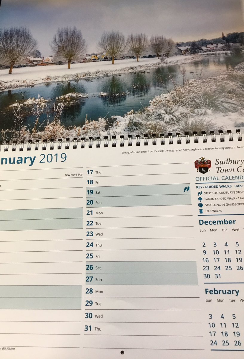 A little 👀. #Sudbury #calendar #2019 #January @moreSudbury @EADT24 @wooltowns @TownOfSudbury @StPeterSudbury @HeartOfSuffolk @SudburyMercury