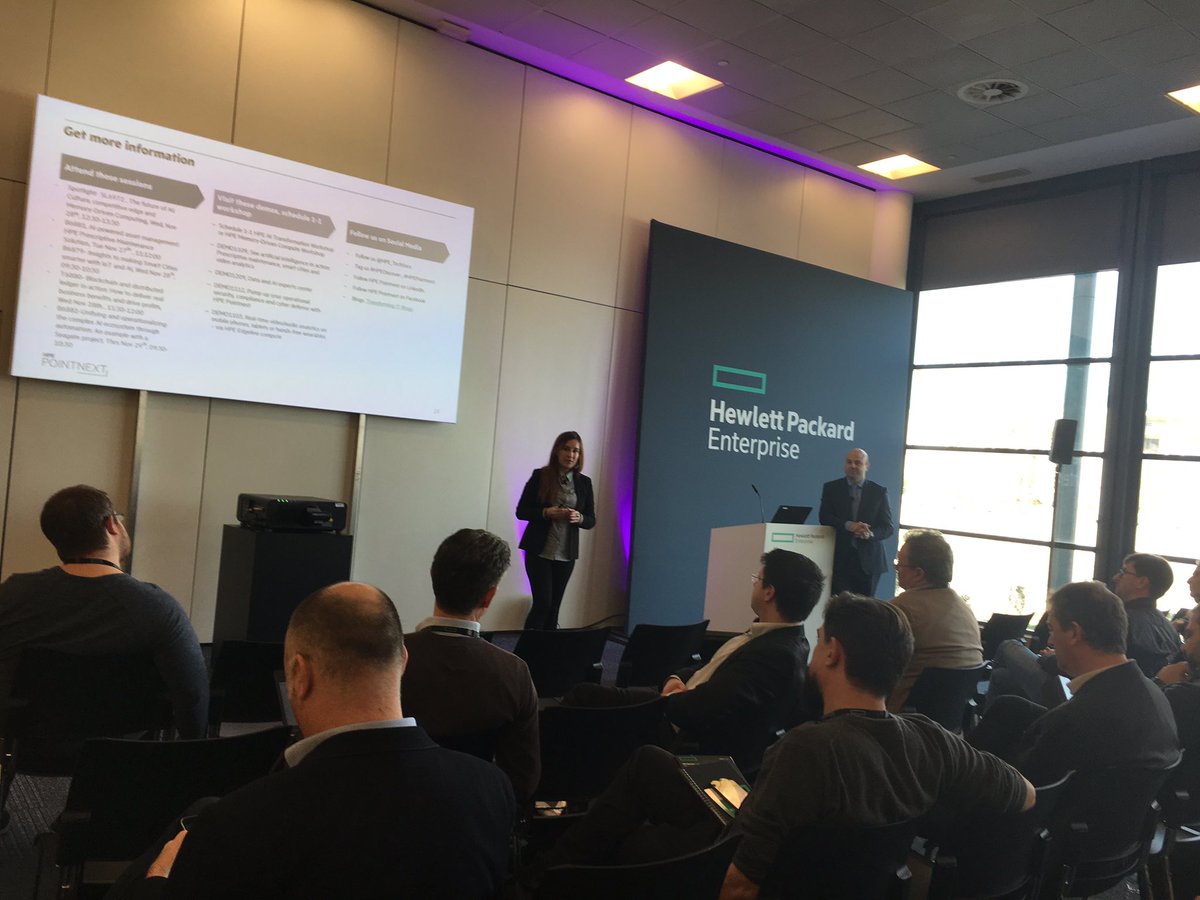 Hande27's tweet photo. Lively prescriptive maintenance Q&amp;A @HPEDiscover with #HPEPointnext artifical intelligence experts https://t.co/8IJI1kNMl1