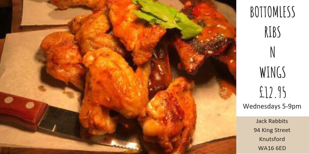 Think you can take on our Bottomless Ribs N Wings Offer….? 🤔
Jack Rabbits King Street, Knutsford | 01565 755335
#jackrabbits #restaurant #bar #knutsford #knutsfordlife #cheshire #cheshirelife #WednesdayWisdom