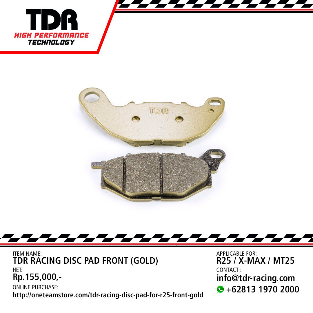 TDR_RACING's tweet photo. #TDR Racing #DiscPad gold series for perfect braking with TDR Racing Disc Pad for R25 / X-MAX / MT25 Front (Gold) - https://t.co/9o0MsqdoGl
.
#HighPerformanceBrakeSystems #Handling #BrakeSystems #HighPerformanceTechnology https://t.co/jxayFzBLPa