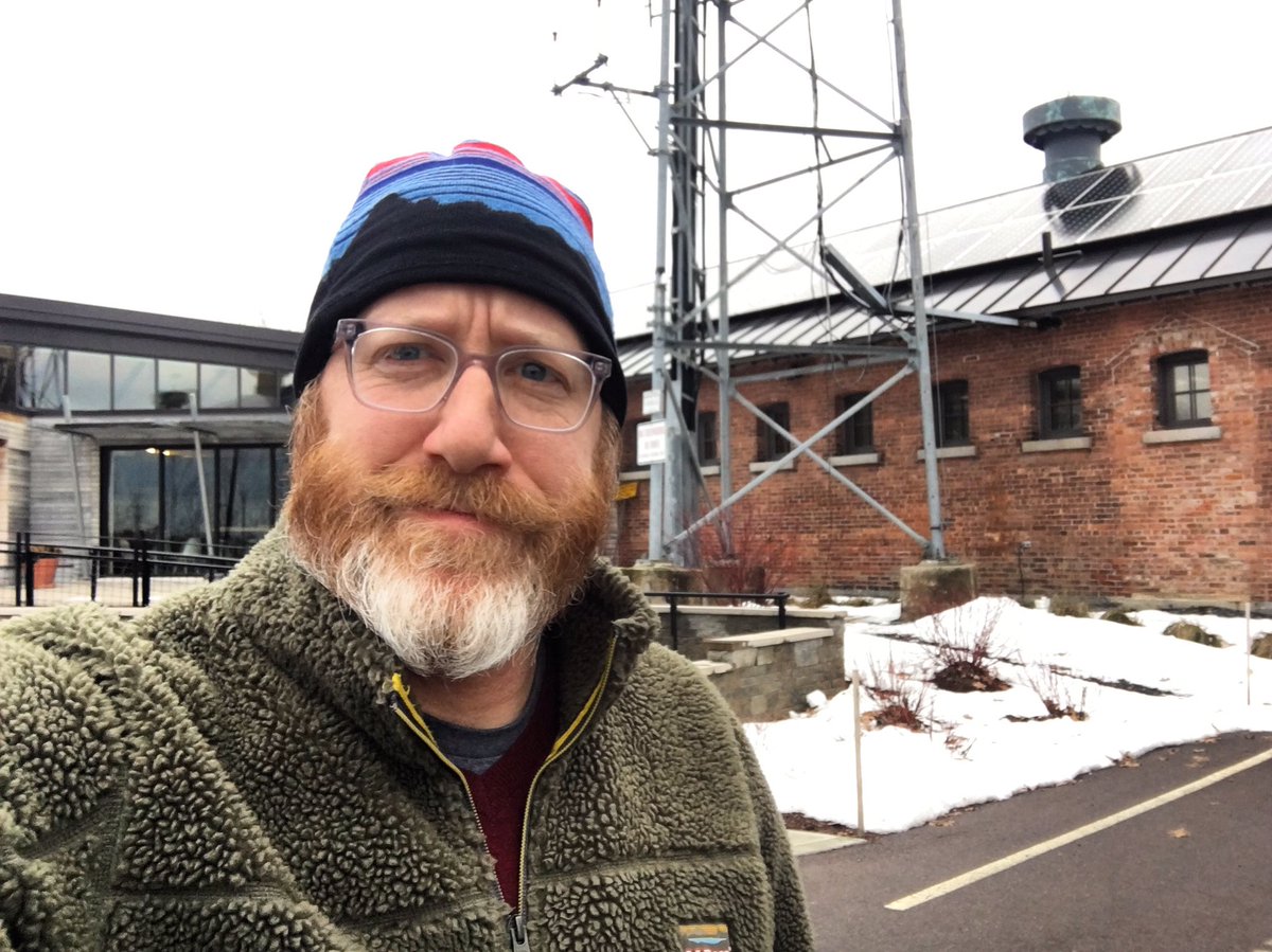 CounselorAdrian's tweet photo. Old-timers say you can tell how severe a winter is going to be based on how thick the beard comes in (actually I made that up). On @vprnet 6:50 AM,  I'll wax poetic about the term #OpenWinter, etymology, #Twitter &amp; being a #VermonterByChoice #VT #CueTheDrop https://t.co/rDPiypTIlC