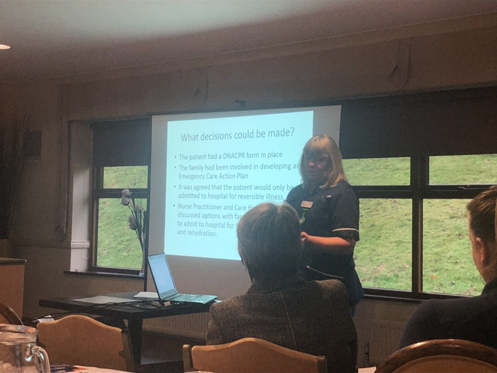 ReSPECT_HW's tweet image. Community #matron Julie sharing a case study of a frail &amp;amp; elderly patient with a severe UTI. How should we treat her? Community IV? Emergency Department? What conversations have taken place, what preferences has she recorded? #ReSPECTProcess #ACP #WFCareCon
