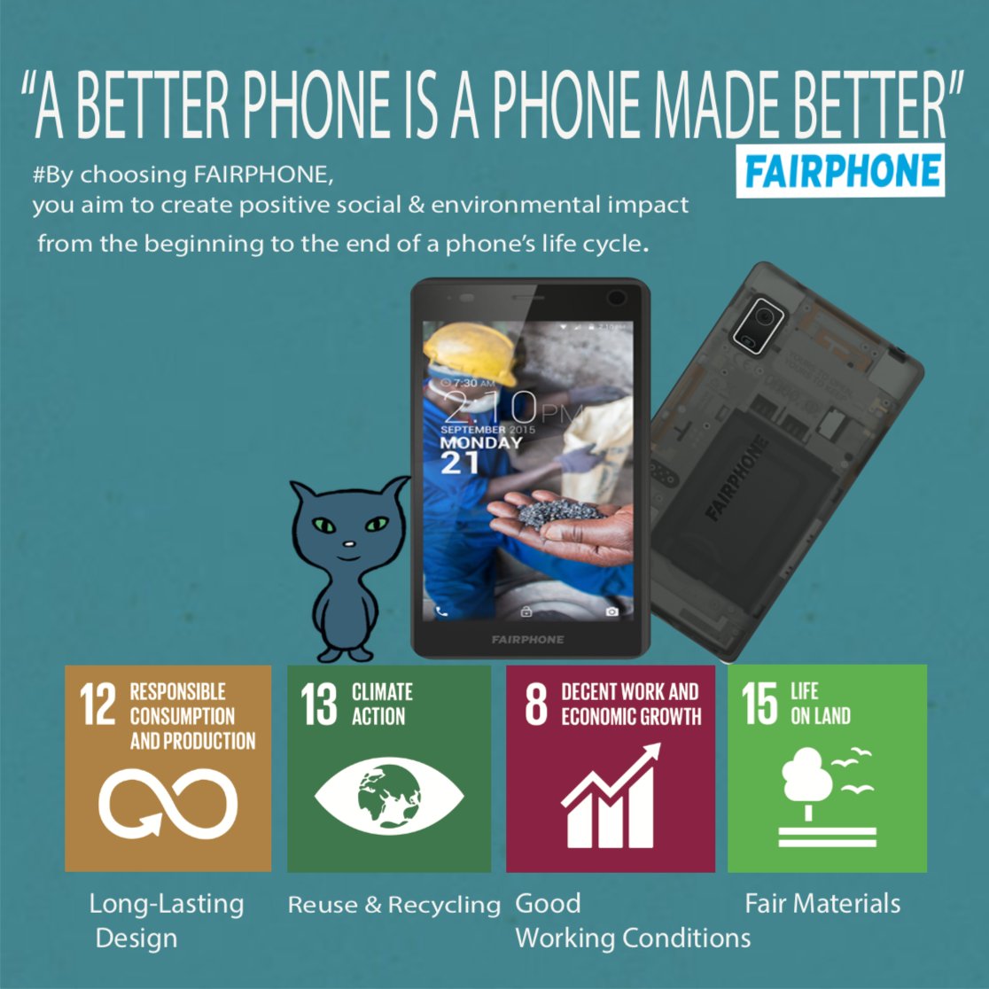 One_Zest's tweet photo. Fairphone, "the first ethical, modular smartphone that’s built to last. You shouldn’t have to choose between a great phone and a fair supply chain". #fairphone #sdg17 #bæredygtighed #bæredygtiglivsstil #bæredygtig #loveyourplanet #childlabor #wearefairphone #smartphone https://t.co/m1PnWyvzDY