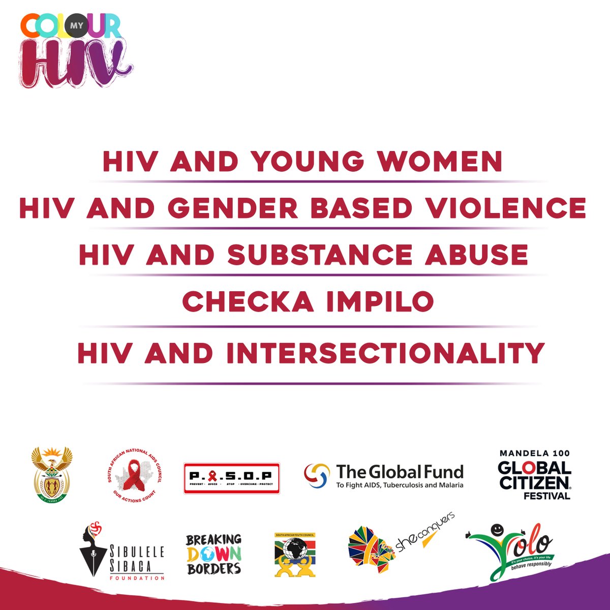 ColourMyHIV's tweet photo. Here are the topics we will be chatting up and changing the world one youth at a time.  #ColourMYHIV https://t.co/CQfA3QLkbM