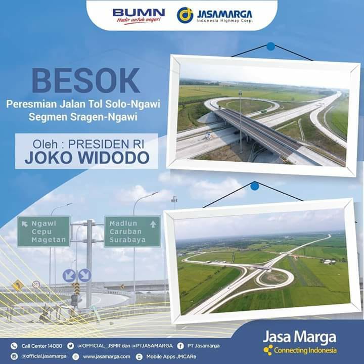 Segmen 3 , jalan tol sragen - ngawi akan diresmikan bapak <a href="/jokowi/">Joko Widodo</a> besok rabu 28 nop 2018 ..makin lancar dan memudahkan distribusi produk roti , oleh2  dan catering kami ..
aamiin