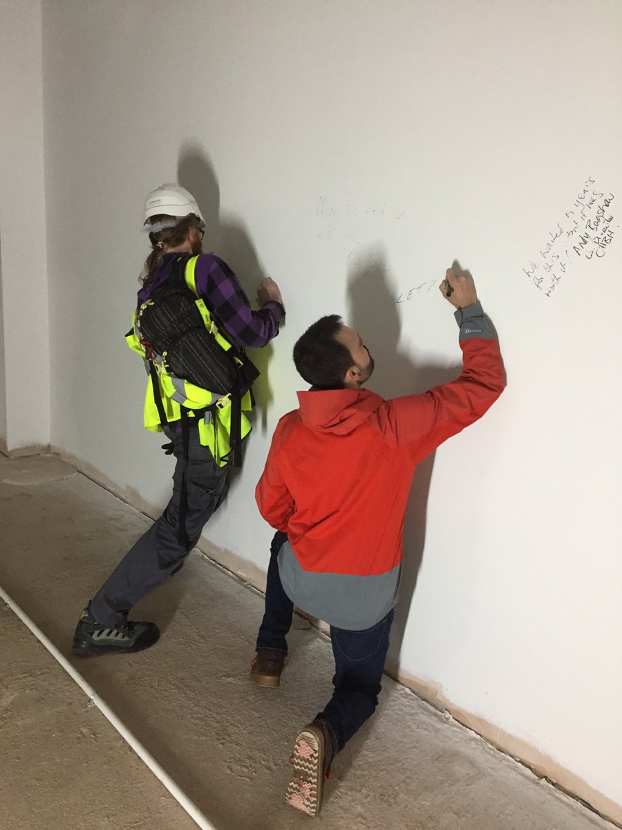TheCHBH's tweet photo. Today the CHBH Directors, & the Operations and Infrastructure Committee members signed the CHBH wall. Soon, magnetic shielding will be installed so the signatures will act as a time capsule. School and College representives to sign later this week. #CHBH https://t.co/2OU1xXE7FQ