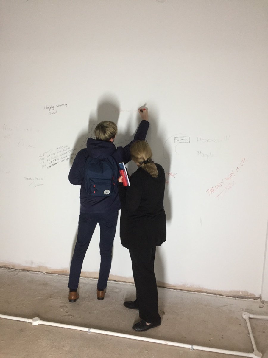 TheCHBH's tweet photo. Today the CHBH Directors, & the Operations and Infrastructure Committee members signed the CHBH wall. Soon, magnetic shielding will be installed so the signatures will act as a time capsule. School and College representives to sign later this week. #CHBH https://t.co/2OU1xXE7FQ