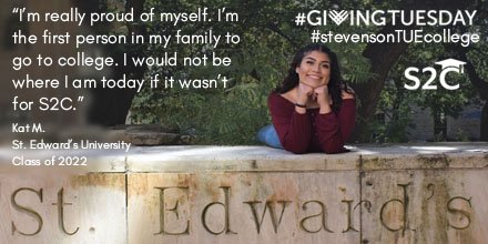 Kat is working hard to be the first in her family to earn a college degree. You can help support her journey by clicking here: bit.ly/2KzCvLc #GivingTuesday #stevensonTUEcollege