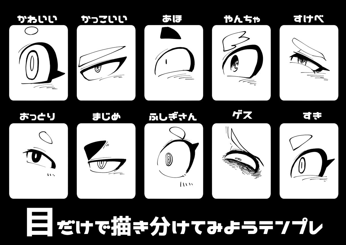 目だけで描き分けてみようテンプレ