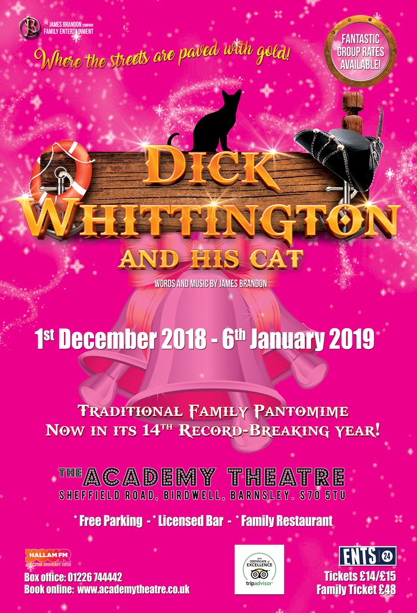 BarnsleyPanto's tweet photo. Book your tickets for Barnsley's Biggest Panto! 

Call the box office on 01226 744442 or book online at https://t.co/09mrToSS2M 

#Panto #Barnsley #Pantomime #Theatre #Events #Sheffield #Rotherham #Leeds #Yorkshire #BarnsleyPanto #WhittingtonBarnsley https://t.co/WmrjaHUZ03