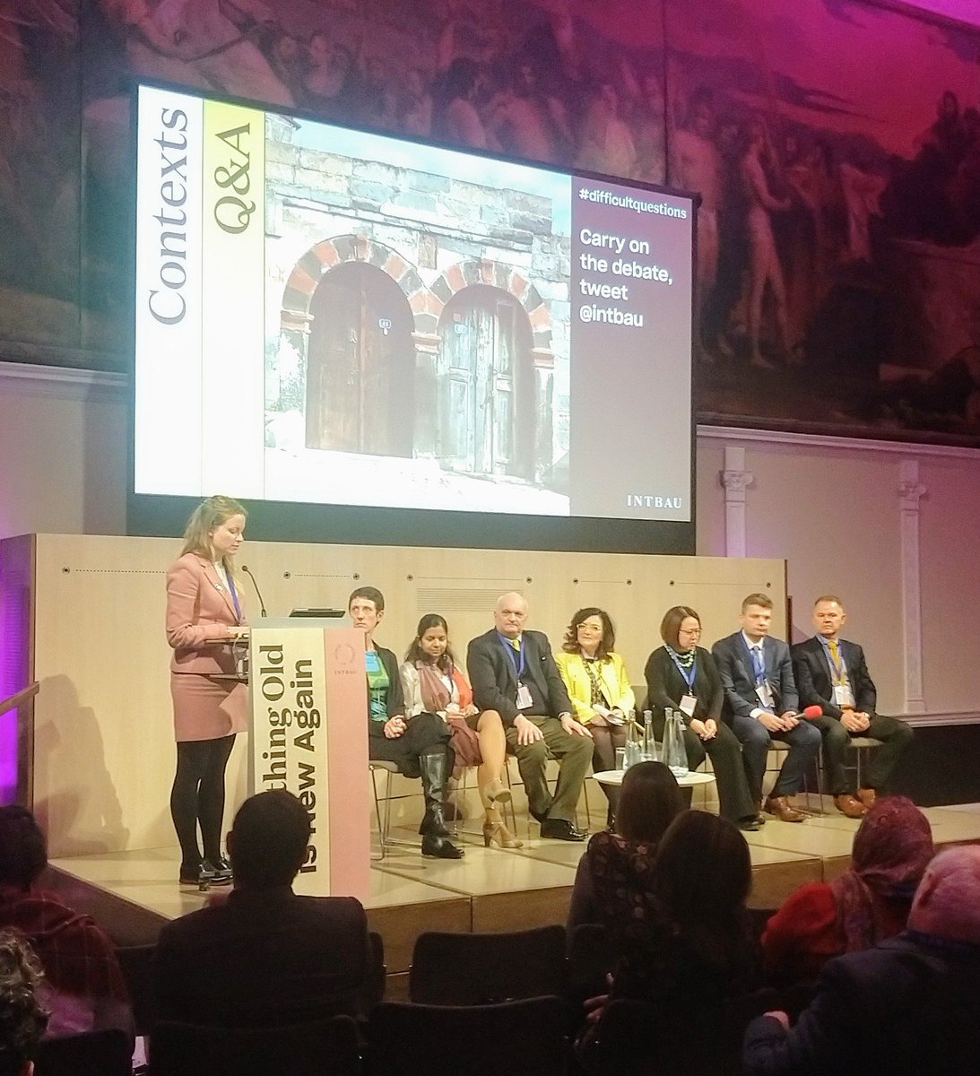ND_Arch's tweet image. Dean Lykoudis & Assoc. Dean Krusche on @INTBAU panel addressing #difficultquestions including: Are we seeing a resurgence in the use of natural materials & traditional format for buildings & places?